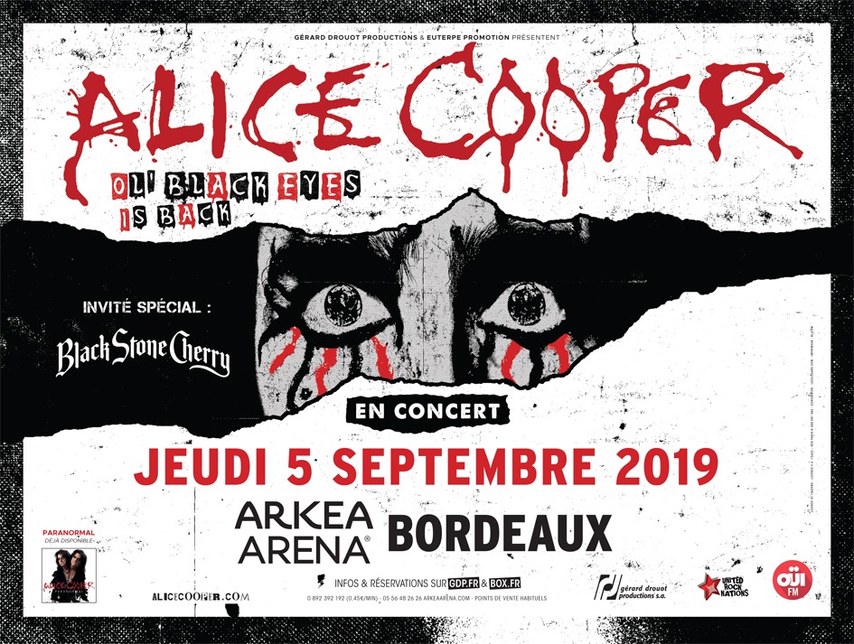 Les Bons Plans à Bordeaux vous offres vos places pour le SHOW Alice Cooper à Bordeaux !